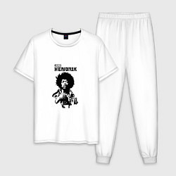 Пижама хлопковая мужская Jimi Hendrix, цвет: белый