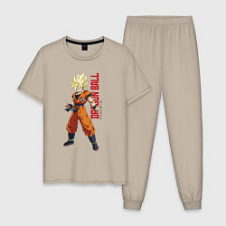 Пижама хлопковая мужская Dragon Ball - Goky Son, цвет: миндальный