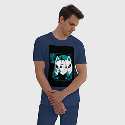 Пижама хлопковая мужская Макомо - Клинок рассекающий демонов, цвет: тёмно-синий — фото 2