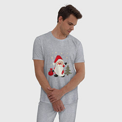 Пижама хлопковая мужская Дед Мороз с подарками Новый год, цвет: меланж — фото 2