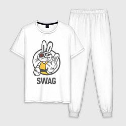 Пижама хлопковая мужская SWAG Bad rabbit - Merry Christmas!, цвет: белый