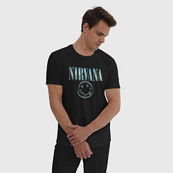 Пижама хлопковая мужская Nirvana - смайлик, цвет: черный — фото 2