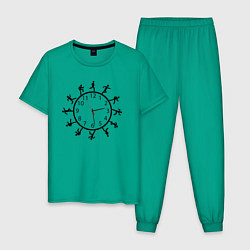 Пижама хлопковая мужская Часовечки, цвет: зеленый