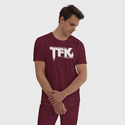 Пижама хлопковая мужская Thousand Foot Krutch лого, цвет: меланж-бордовый — фото 2