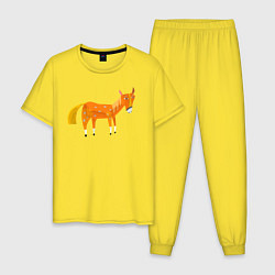 Пижама хлопковая мужская Милый жеребенок, цвет: желтый