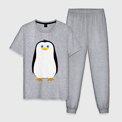 Пижама хлопковая мужская Красивый пингвин, цвет: меланж