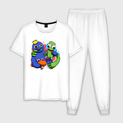 Пижама хлопковая мужская Персонажи игры Радужные друзья, цвет: белый