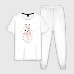 Пижама хлопковая мужская Cute white rabbit, цвет: белый