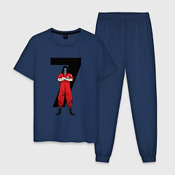 Пижама хлопковая мужская Slipknot Семерка, цвет: тёмно-синий