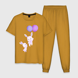 Мужская пижама Милые крольчата с воздушными шарами