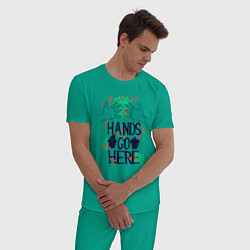 Пижама хлопковая мужская Руки тянутся сюда, цвет: зеленый — фото 2