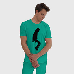 Пижама хлопковая мужская Силуэт Майкла Джексона - Minimalism, цвет: зеленый — фото 2