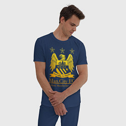 Пижама хлопковая мужская Manchester City gold, цвет: тёмно-синий — фото 2