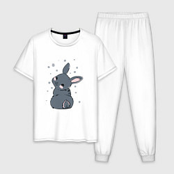Пижама хлопковая мужская Черный кролик Пикачу, цвет: белый