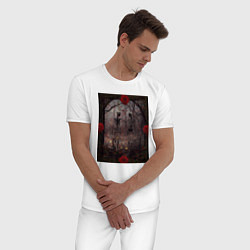 Пижама хлопковая мужская Загробная романтика, цвет: белый — фото 2