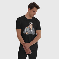 Пижама хлопковая мужская Сталин фэйспалмит, цвет: черный — фото 2