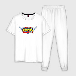 Пижама хлопковая мужская Team Sonic racing - logo, цвет: белый