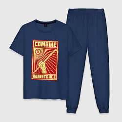 Пижама хлопковая мужская Сопротивление комбайнам, цвет: тёмно-синий