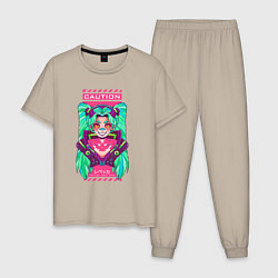 Пижама хлопковая мужская Rebecca Cyberpunk, цвет: миндальный