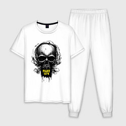 Пижама хлопковая мужская Череп бойцовский клуб, цвет: белый
