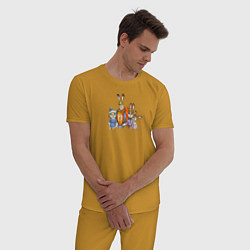 Пижама хлопковая мужская Зайкина семейка, цвет: горчичный — фото 2