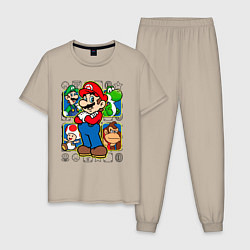 Пижама хлопковая мужская Супер Марио, цвет: миндальный