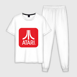 Пижама хлопковая мужская Atari logo, цвет: белый