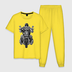 Пижама хлопковая мужская Ride biker, цвет: желтый