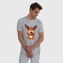 Пижама хлопковая мужская Рождественский олень чибик, цвет: меланж — фото 2