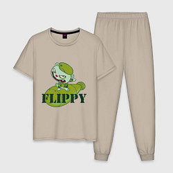 Пижама хлопковая мужская Flippy bomb, цвет: миндальный