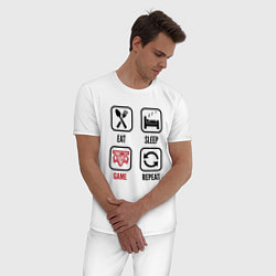 Пижама хлопковая мужская Eat - sleep - GTA - repeat, цвет: белый — фото 2