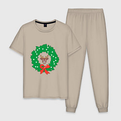 Мужская пижама Рождественский венок с оленем