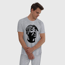 Пижама хлопковая мужская 2Pac - head, цвет: меланж — фото 2