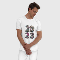 Пижама хлопковая мужская Funny 2023, цвет: белый — фото 2