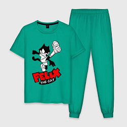Пижама хлопковая мужская Cat Felix - footballer, цвет: зеленый
