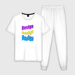 Пижама хлопковая мужская Design - WordArt, цвет: белый