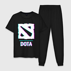 Пижама хлопковая мужская Dota в стиле glitch и баги графики, цвет: черный