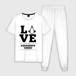 Пижама хлопковая мужская Assassins Creed love classic, цвет: белый
