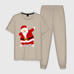 Пижама хлопковая мужская Дед мороз дэб, цвет: миндальный