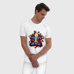 Пижама хлопковая мужская Vault boy caps, цвет: белый — фото 2