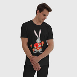 Пижама хлопковая мужская Черный водяной кролик в красной рубахе, цвет: черный — фото 2