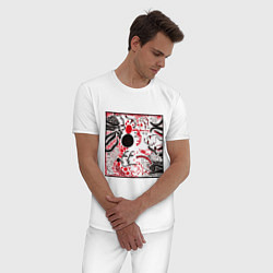 Пижама хлопковая мужская Abstraction of faces, цвет: белый — фото 2
