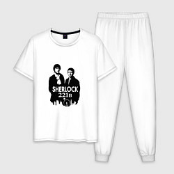Пижама хлопковая мужская Sherlock 221B, цвет: белый