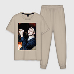 Пижама хлопковая мужская Hyunjin Circus, цвет: миндальный