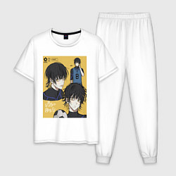 Пижама хлопковая мужская Бачира Мегуру - Синяя тюрьма, цвет: белый