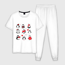 Пижама хлопковая мужская Positive penguins, цвет: белый