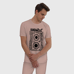 Пижама хлопковая мужская DNB Cassette, цвет: пыльно-розовый — фото 2