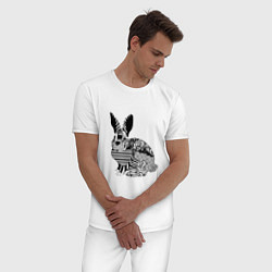 Пижама хлопковая мужская Rabbit in patterns, цвет: белый — фото 2