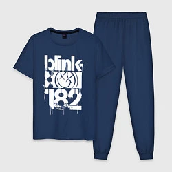 Пижама хлопковая мужская Stencil white logo, цвет: тёмно-синий