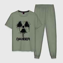 Пижама хлопковая мужская Danger radiation symbol, цвет: авокадо